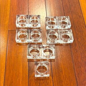 11 Acrylic Clear square plastic Napkin Ring Set MCM vintage retro